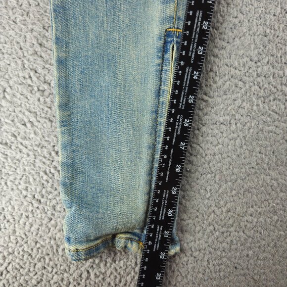 mnml M5 Stretch Denim Jeans Mens 28 Blue Ankle Zip Tapered Skinny Distressed - Picture 10 of 15